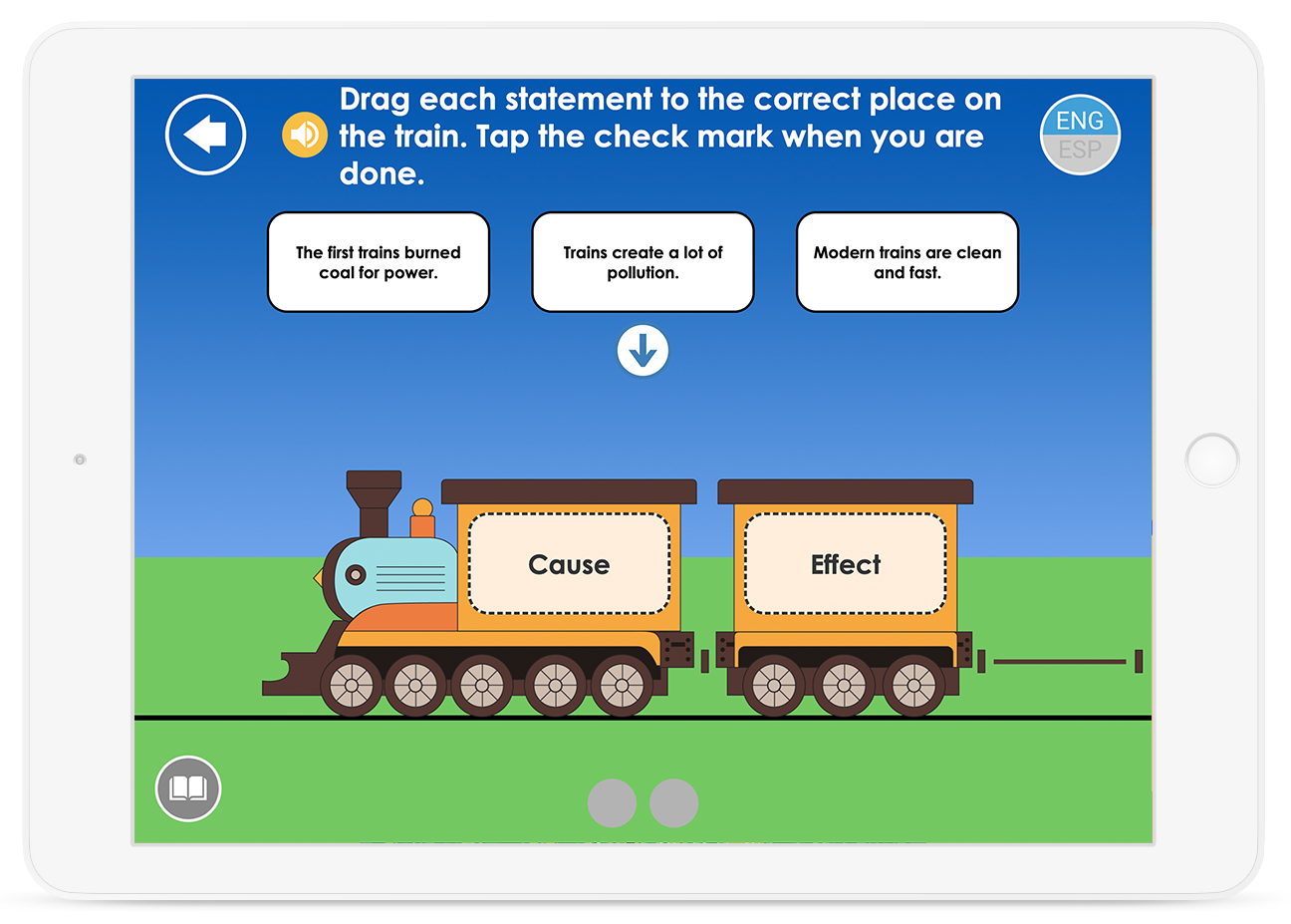 Practice identifying text features such as cause and effect relationships within a passage.