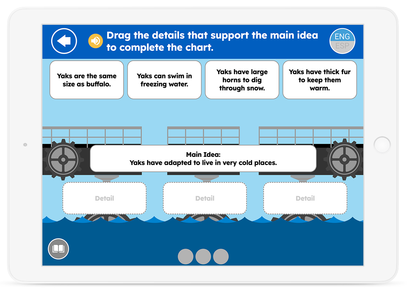 Practice reading comprehension strategies, such as identifying the details that support the main idea of a passage.